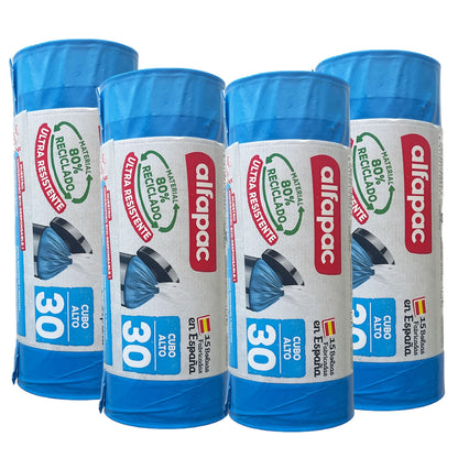 80% Reciclado 4 Rollos De 15 Bolsas De Basura 30l Con Autocierre_0