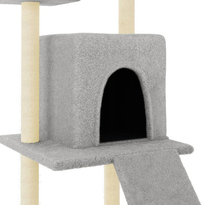 Rascador Para Gatos Con Postes De Sisal Gris Claro 110 Cm_5