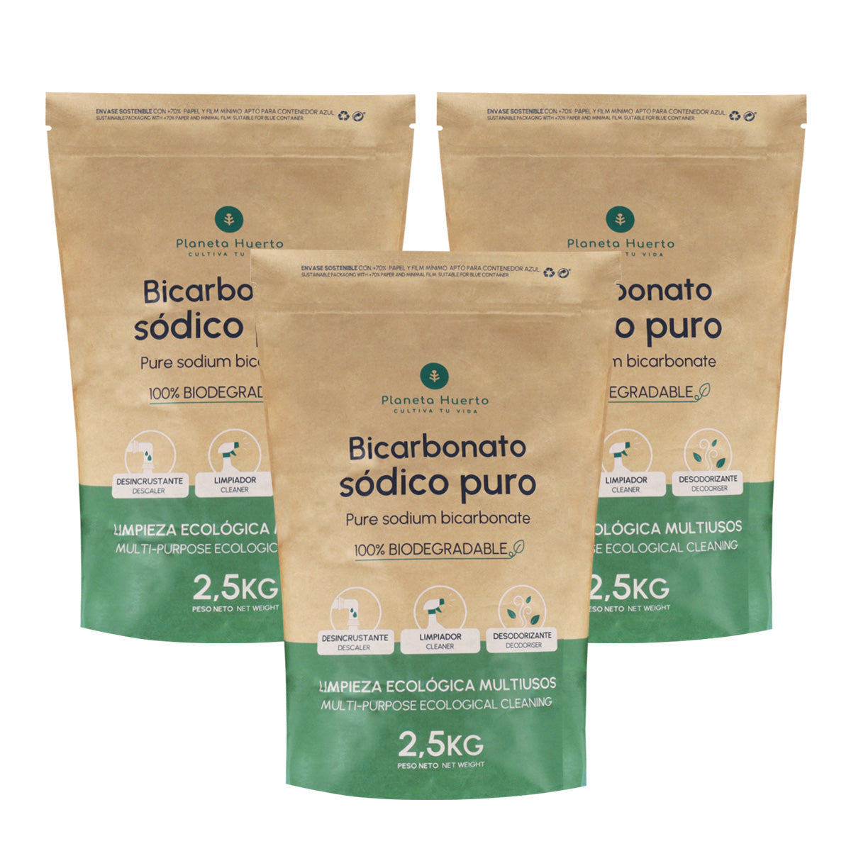 Pack 3x Bicarbonato sódico Planeta Huerto 2,5 Kg
