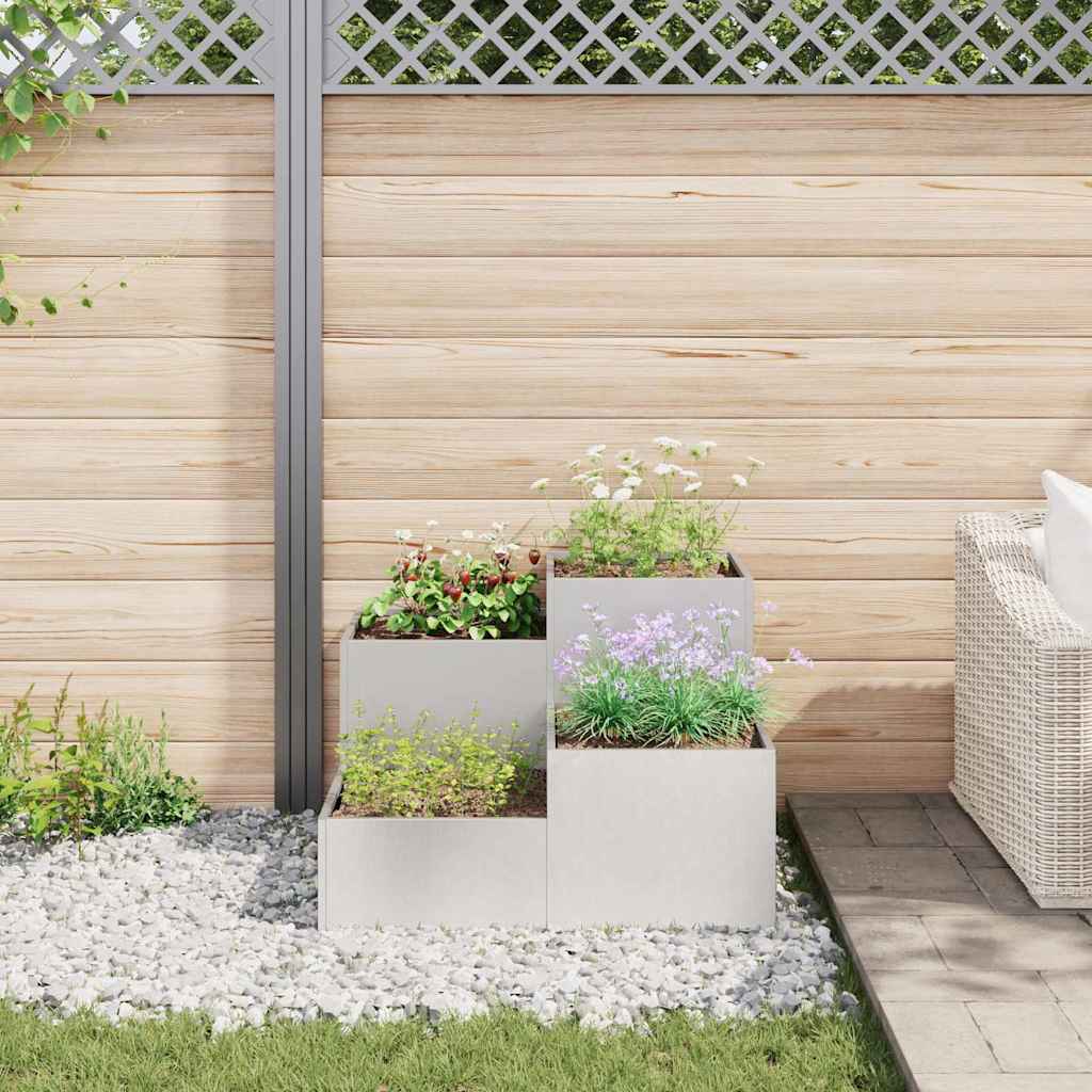 Maceta Para Jardín Plateado 100 X 100 X 60 Cm Acero Inoxidable_3