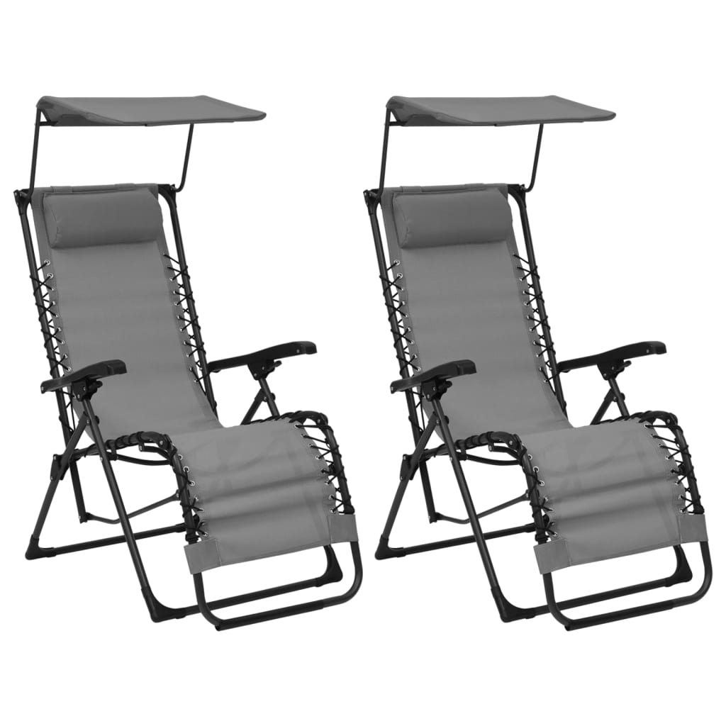 Sillas Plegables 2 Unidades Textilene Gris_0