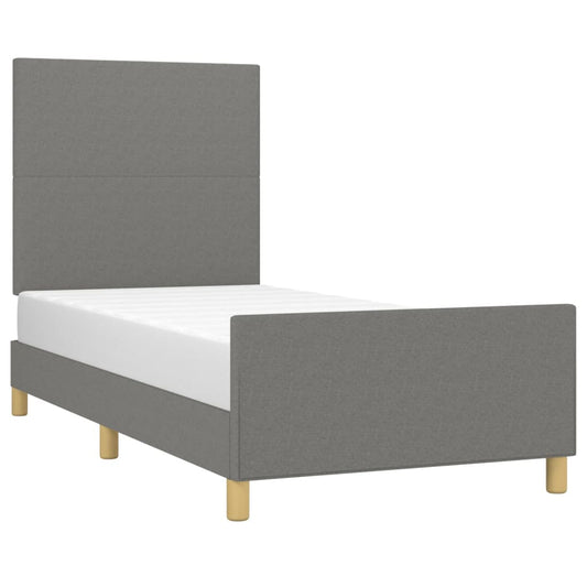 Estructura De Cama Con Cabecero De Tela Gris Oscuro 90x200 Cm / Vetonek_0