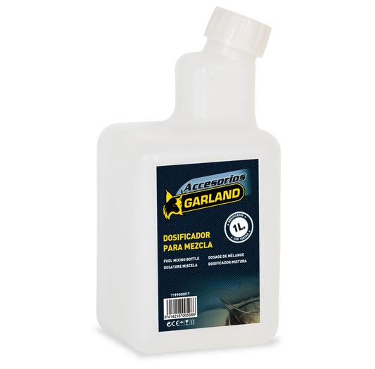 Garland 7199000017 Bidón De 1 Litro Marcado Para Facilitar La Realización De Mezcla De Combustible Y Llenado De Depósitos, Translúcido_0