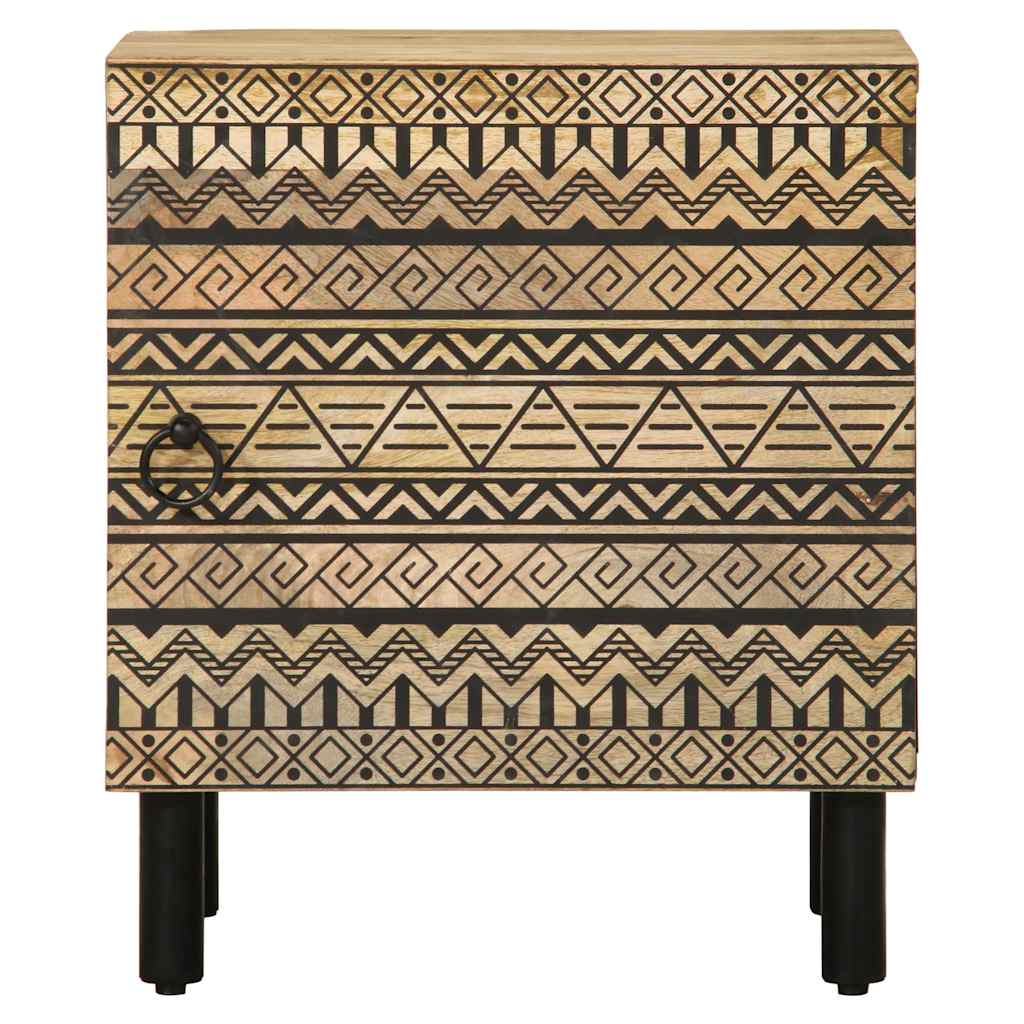 Mesita De Noche Madera Maciza Mango Rugosa Negro 40x33,5x46 Cm_1