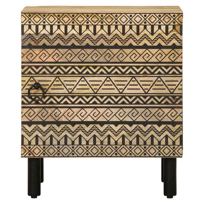 Mesita De Noche Madera Maciza Mango Rugosa Negro 40x33,5x46 Cm_1