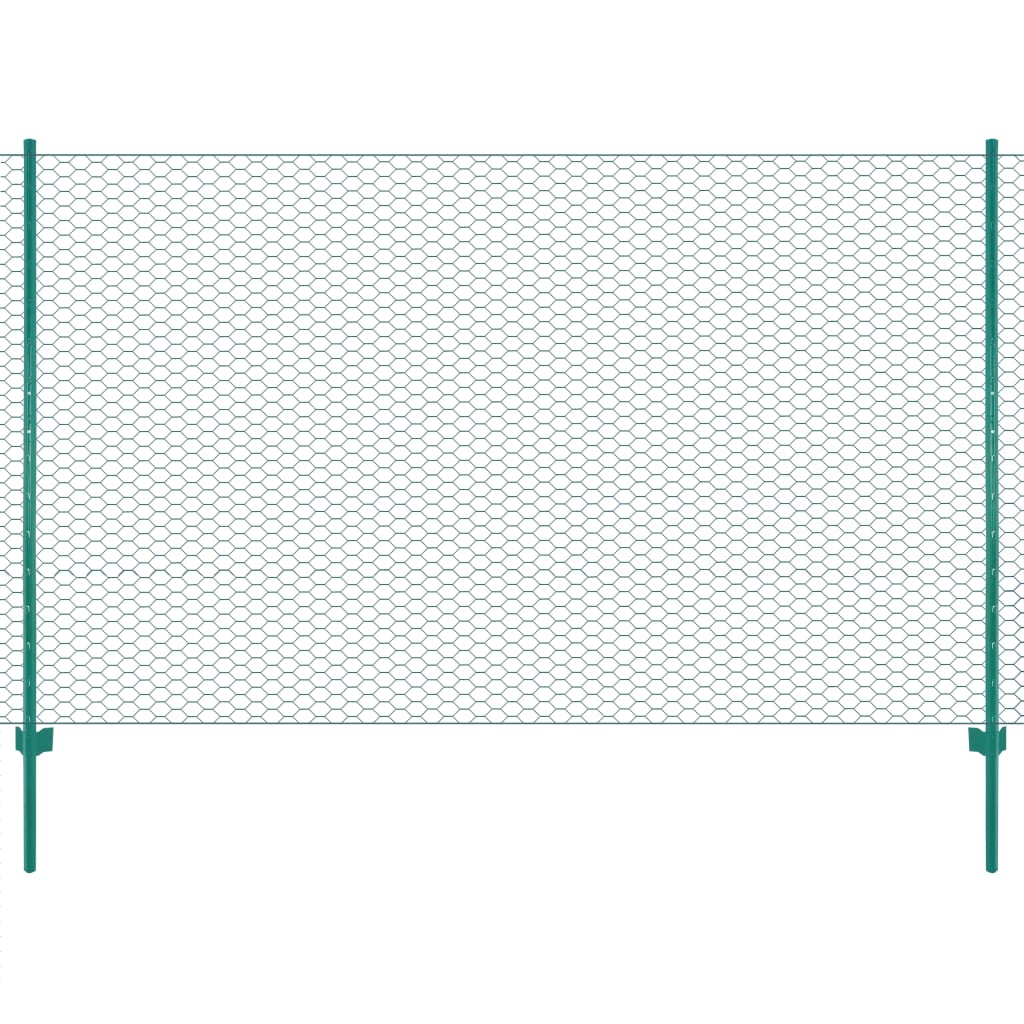 Valla De Malla De Alambre Con Postes De Acero 25x2 M Verde / Vetonek_0