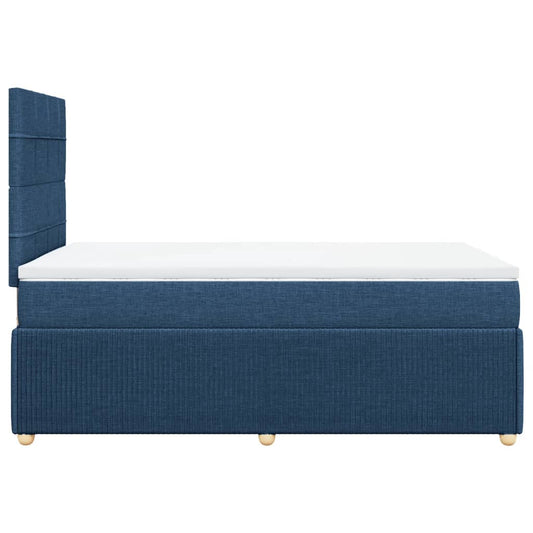 Cama Box Spring Con Colchón Tela Azul 120x200 Cm / Vetonek_0