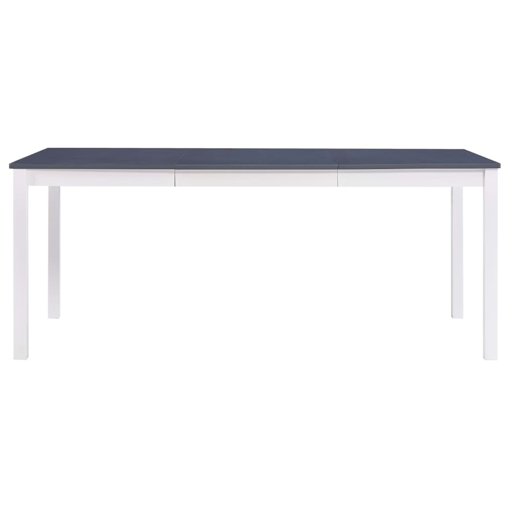 Mesa De Comedor De Madera De Pino Blanco Y Gris 180x90x73 Cm_0