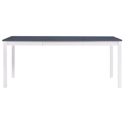 Mesa De Comedor De Madera De Pino Blanco Y Gris 180x90x73 Cm_0