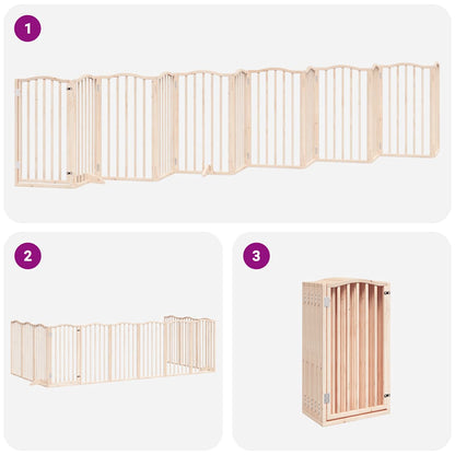 Vidaxl Puerta Para Perros Plegable 12 Paneles Madera De Álamo 600 Cm_4