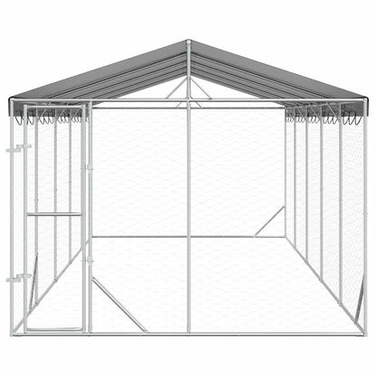 Perrera Exterior Con Techo Acero Galvanizado Plata 3x7,5x2,5 M_3