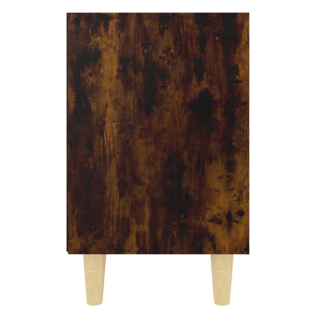 Mesita De Noche Patas Madera Maciza Roble Ahumado 40x30x50 Cm_3