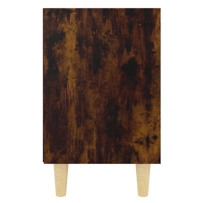 Mesita De Noche Patas Madera Maciza Roble Ahumado 40x30x50 Cm_3