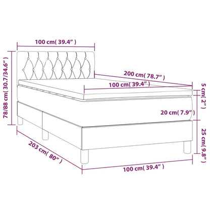 Cama Box Spring Con Colchón Y Led Tela Azul 100x200 Cm / Vetonek_5