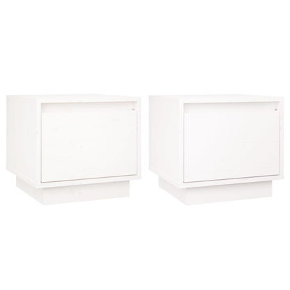Mesitas De Noche 2 Uds Madera Maciza De Pino Blanco 35x34x32 Cm_0