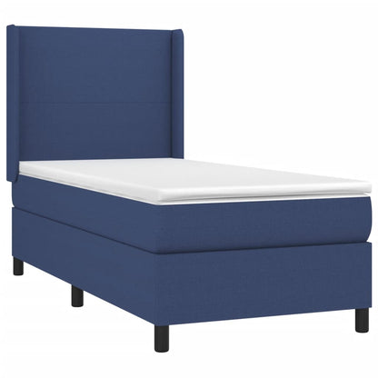 Cama Box Spring Colchón Y Luces Led Tela Azul 90x190 Cm / Vetonek_4
