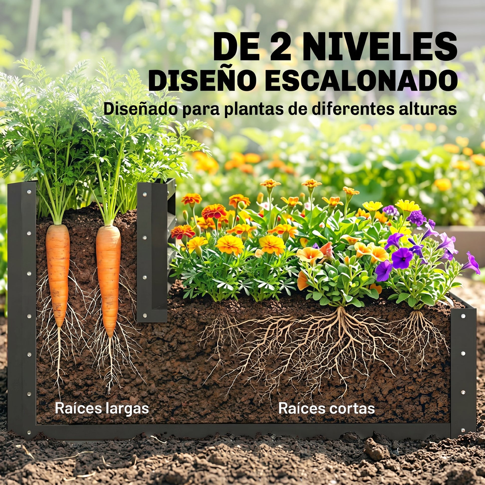 Outsunny Huerto Urbano De 2 Niveles De Acero Galvanizado_3