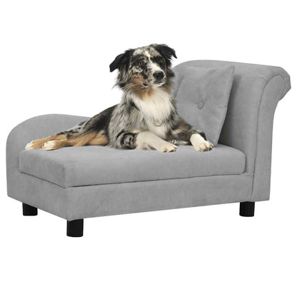 Vidaxl Sofá Para Perros Con Almohada Gris Felpa 83x44x44 Cm_1
