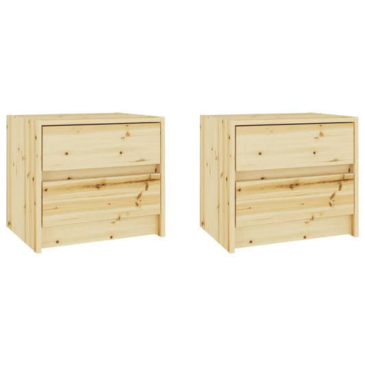 Mesitas De Noche 2 Uds Madera Maciza De Abeto 40x30,5x35,5 Cm_0