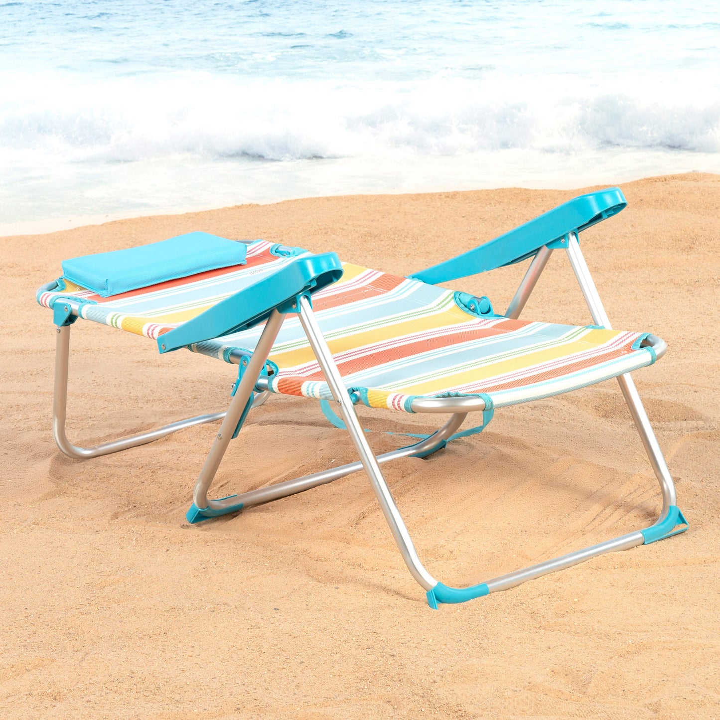 Aktive Silla Plegable Playa Rayas Multicolor, Aluminio, 5 Posiciones, Sistema Antivuelco,_2