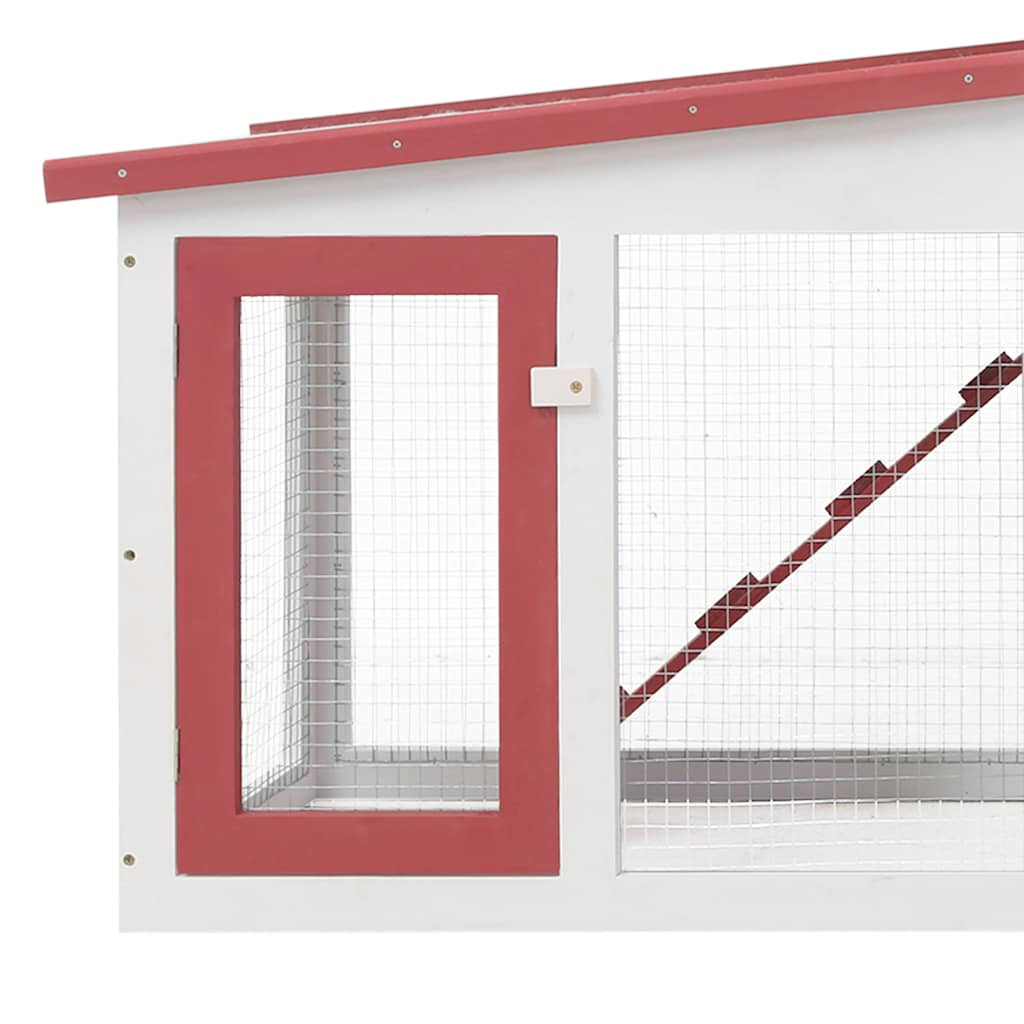 Vidaxl Jaula De Animales Grande Madera Rojo Y Blanco 201x45x85 Cm_4