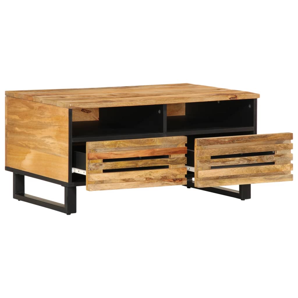 Mesa De Centro De Madera Maciza De Mango Rugosa 80x55x40 Cm_3