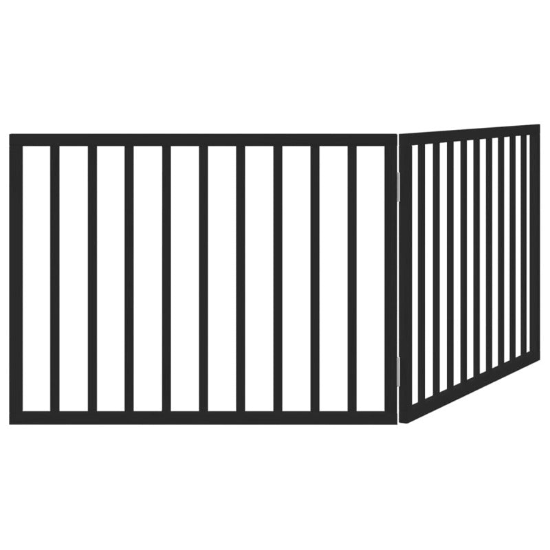Vidaxl Puerta Para Perros Plegable De 2 Paneles, Color Negro, 160 Cm, Madera De Álamo_5