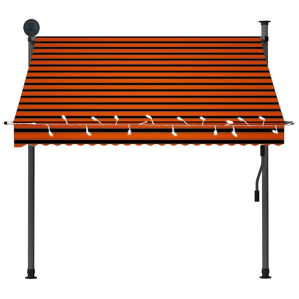 Toldo Manual Retráctil Con Led Naranja Y Marrón 200 Cm_3
