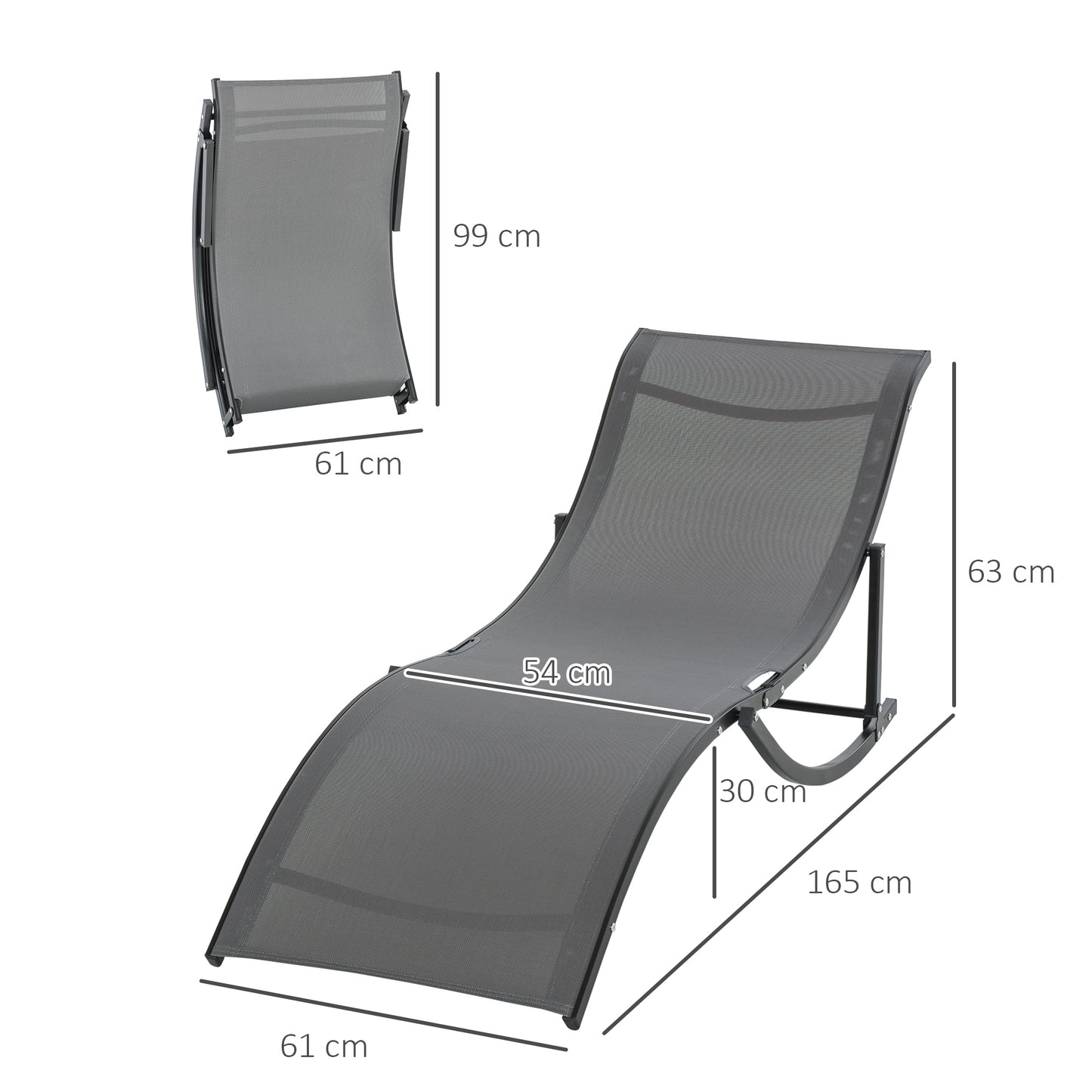 Outsunny Juego De 2 Tumbonas Plegables Con Marco De Aluminio 165x61x63 Cm Gris_2