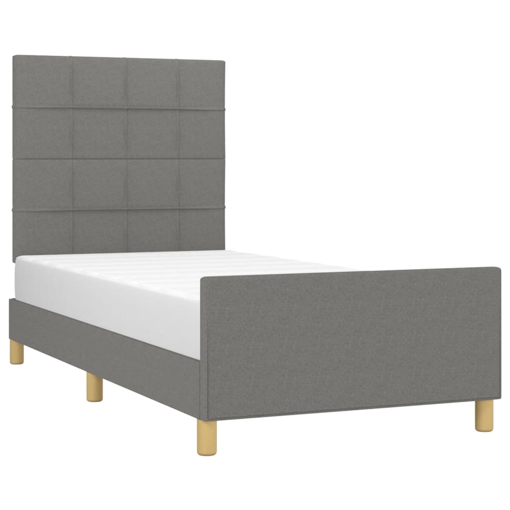 Estructura De Cama Con Cabecero De Tela Gris Oscuro 90x190 Cm / Vetonek_5