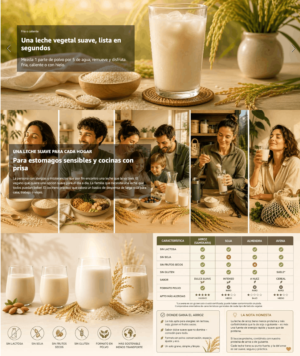 Leche De Arroz En Polvo Bio - 500g | Bebida Vegetal Ecológica Vegana, Sin Lactosa, Sin Azúcares Añadidos, Sin Gluten_5