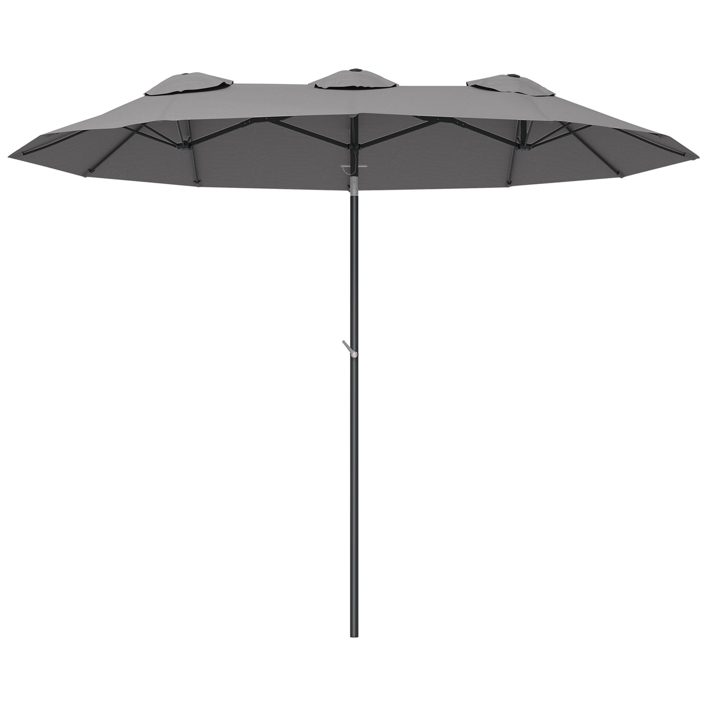 Outsunny Sombrilla Doble 3x1,5m Con Inclinación De 45° Manivela Gris_0