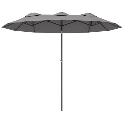 Outsunny Sombrilla Doble 3x1,5m Con Inclinación De 45° Manivela Gris_0