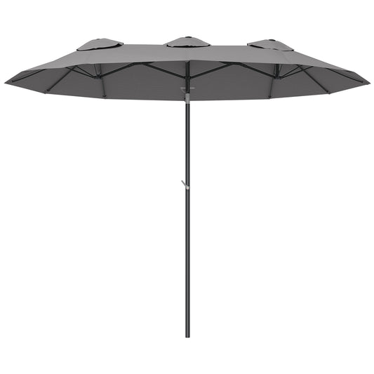 Outsunny Sombrilla Doble 3x1,5m Con Inclinación De 45° Manivela Gris_0