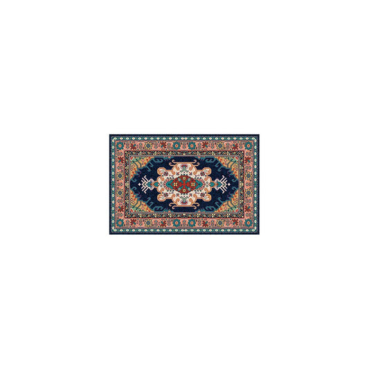 Alfombra De Salón De Terciopelo Suave Con Motivos Marroquíes Rojo Y Azul 80x120cm- Decoración- Mobiliario Doméstico_0