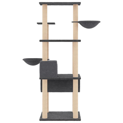Vidaxl Rascador Para Gatos Con Postes De Sisal Gris Oscuro 141 Cm_3