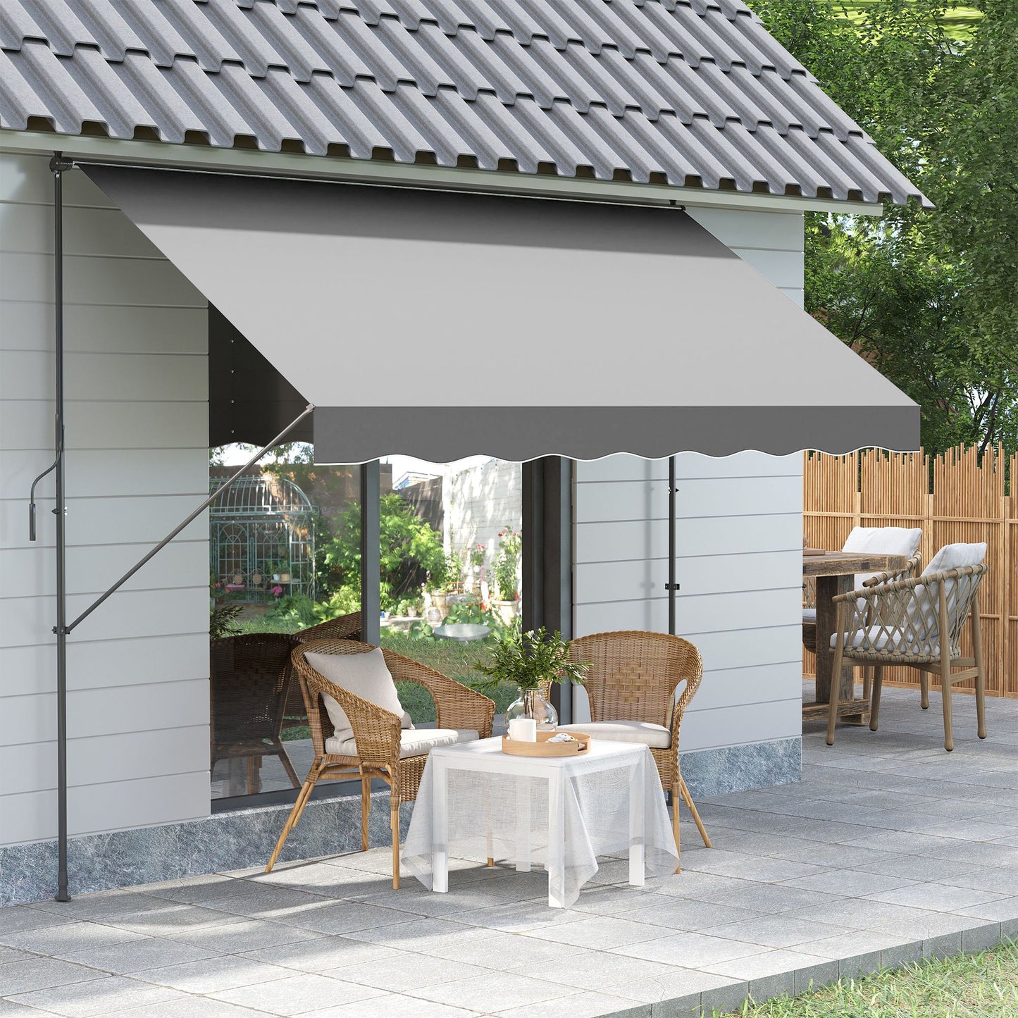 Outsunny Toldo Manual Retráctil 300x175x210-310cm Manivela Protección Uv40+ Gris_1