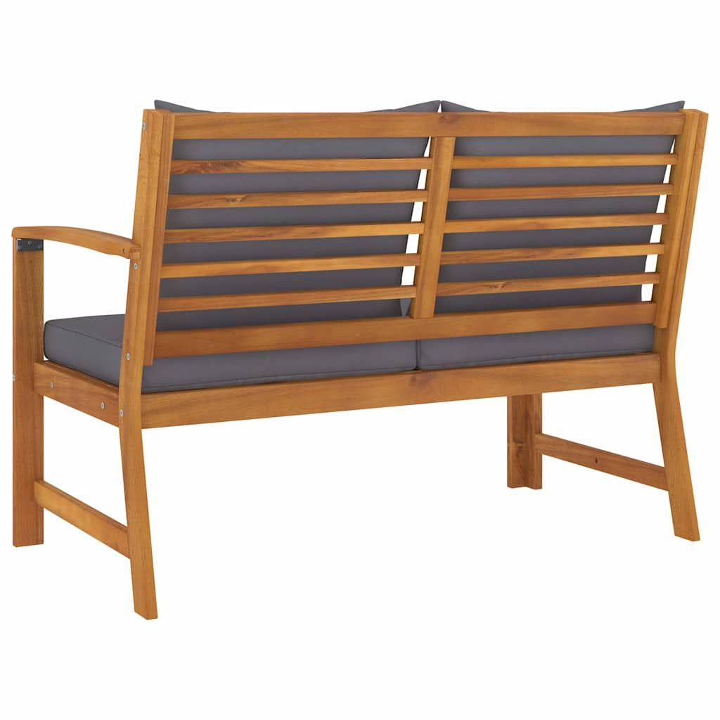 Vidaxl Banco De Jardín Madera De Acacia Y Cojines Gris Oscuro 114,5 Cm_4