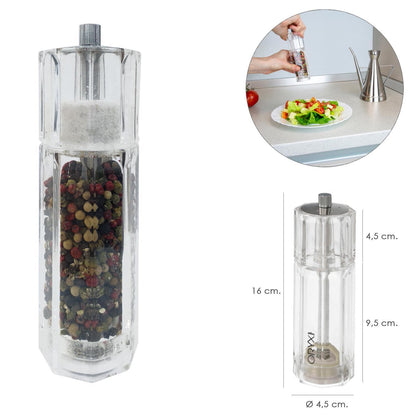 Salero / Molinillo Pimienta Acrílico 2 En 1 Salero Pimentero Ajustable Ø 4,5 X 16 Cm_1