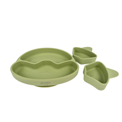 Plato Con Divisiones Extraíbles Y Forma De Perrito - Verde Oliva._1