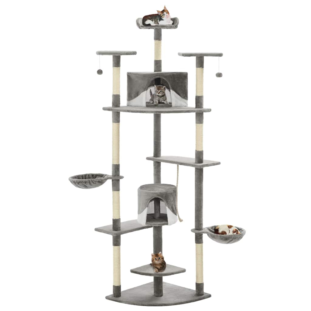 Vidaxl Rascador Para Gatos Con Poste De Sisal 203 Cm Gris Y Blanco_1