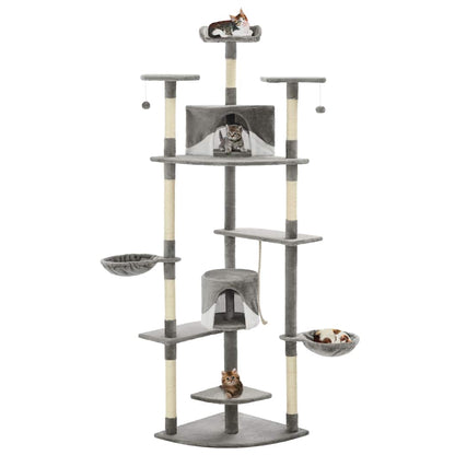 Vidaxl Rascador Para Gatos Con Poste De Sisal 203 Cm Gris Y Blanco_1