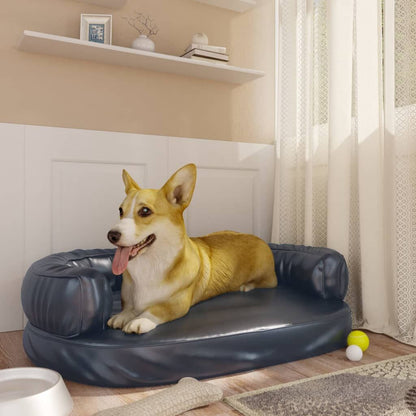 Vidaxl Cama Para Perros De Espuma Cuero Sintético Azul Oscuro 75x53 Cm_1