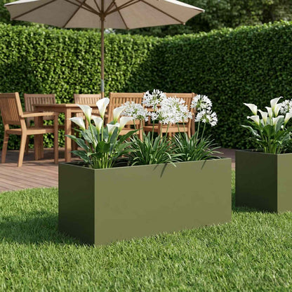 Macetero De Jardín Verde Oliva 80 X 40 X 40 Cm_1