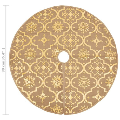Vidaxl Falda Del Árbol De Navidad Lujosa Y Calcetín Tela Amarillo 90cm_2