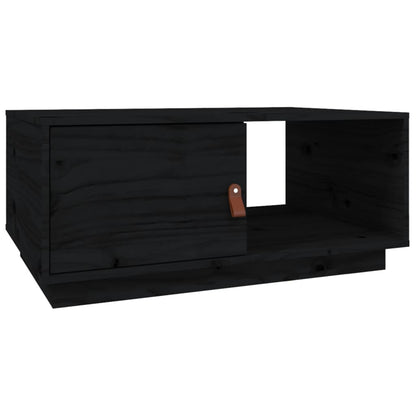Mesa De Centro De Madera Maciza De Pino Negro 80x50x35,5 Cm_0