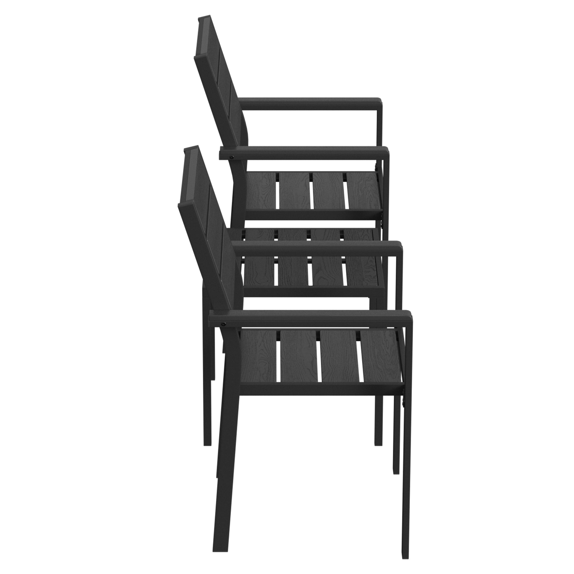 Outsunny Conjunto Jardín Exterior De 3 Piezas Con 2 Sillas Y Mesa De Hdpe Negro_4