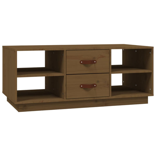 Mesa De Centro Madera Maciza De Pino Marrón Miel 100x50x41 Cm_0
