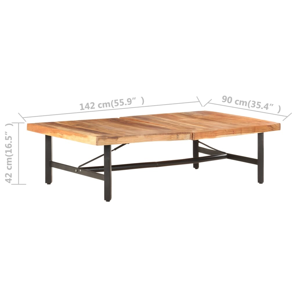 Mesa De Centro De Madera Maciza De Acacia 142x90x42 Cm_4