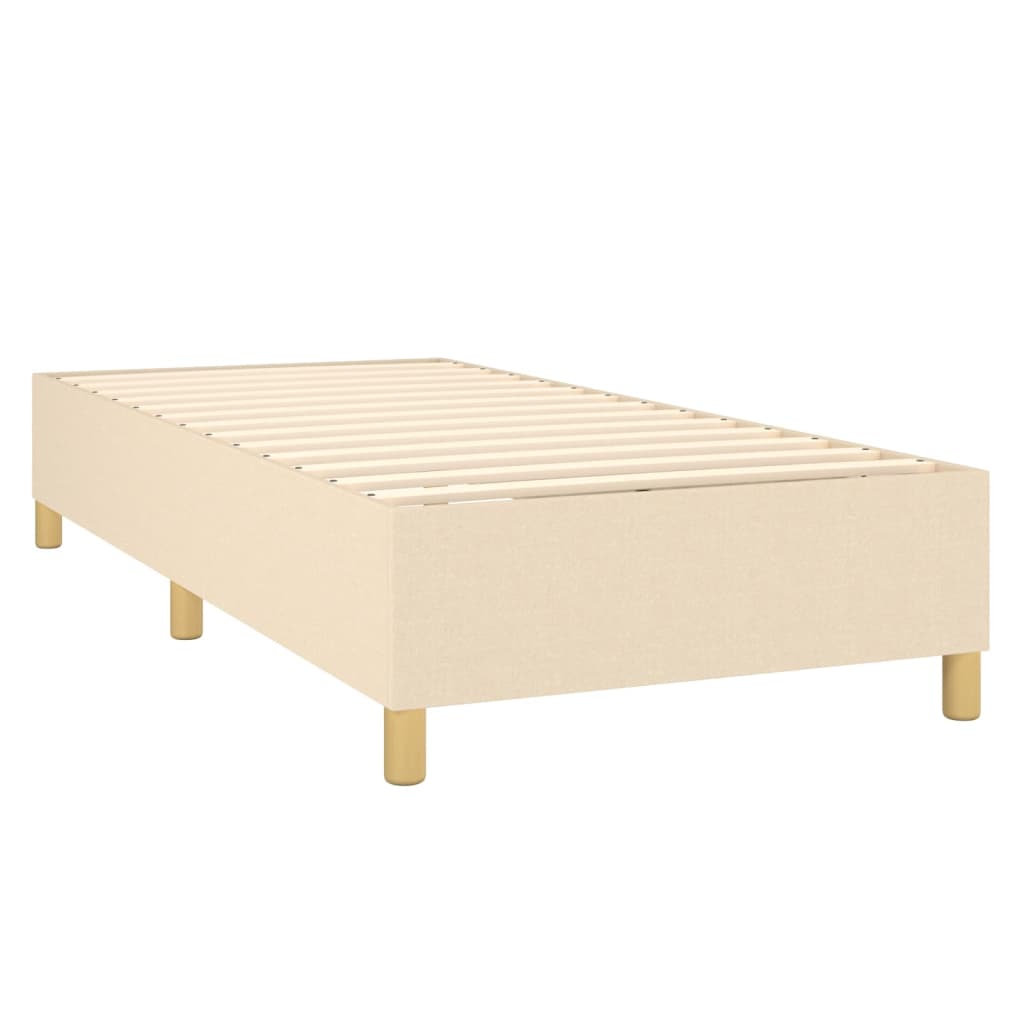 Cama Box Spring Colchón Y Luces Led Tela Color Crema 90x190 Cm / Vetonek_4